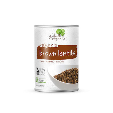Organic Beans Brown Lentils (Tin) 400g (Bulk x12) ACO